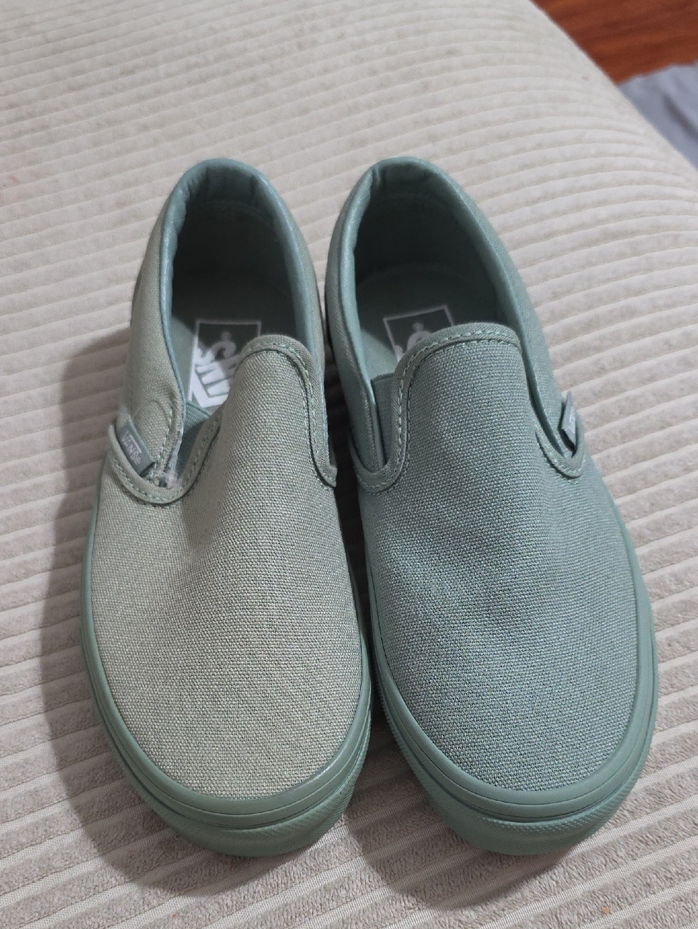 Vans Kids Slip-On Sneakers in Sage Green Canvas